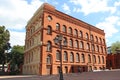 Facade of red brick factory building. Old factory in Lodz Royalty Free Stock Photo