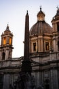 Facade of the religious building of Piazza Navona in the evening in Rome Royalty Free Stock Photo