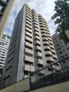 Facade of a residential building on Aclimacao district, Sao Paulo city, Brazil. Apartment condo in downtown. Real estate property