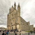 Facade and right side of the monumental Orvieto Cathedral in Orvieto, Italy.