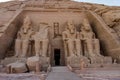 Facade of the rock cut temple of Ramses II at Abu Simbel, Egypt