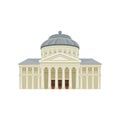 Facade of Romanian Athenaeum. Famous landmark of Bucharest. Tourist attraction. Historic architecture. Flat vector icon