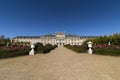 Facade of Royal Palace of La Granja de San Ildefonso, known as La Granja, is an early 18th-century palace in the small town of San