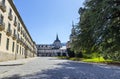 Facade of Royal Palace of La Granja de San Ildefonso, with main entrance, known as La Granja, is an early 18th-century palace in