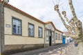 Facade of the RTP building, former elementary primary school Doutor Sousa Junior next to Vitoria beach, Terceira island-Azores Royalty Free Stock Photo