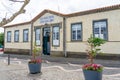 Facade of the RTP building, former elementary primary school Doutor Sousa Junior next to Vitoria beach, Terceira island-Azores Royalty Free Stock Photo