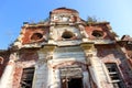 Facade of the ruins of beautiful old abandoned manor