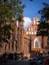 Facade of Saint Anne brick gothic churche in the Old Town of Vilnius, Lithuania.