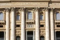 Facade of  Saint Peter`s Basilica. Balcony called the The Blessing Lodge, Vatican, Rome, Italy Royalty Free Stock Photo