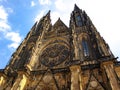 Facade of The Saint Vitus Cathedral in Prague, Czech Republic Royalty Free Stock Photo