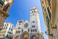 Facade of San Lorenzo Cathedral catholic church on Piazza San Lorenzo square