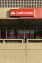 Facade of Santander Bank branch sign in Marilia city,