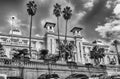 Facade of the scenic Sanremo Casino with palms and flowers Royalty Free Stock Photo