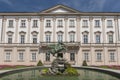 Facade of Schloss Mirabell Palace, with a bronze Pegasus on Pegasus Fountain in front, sculptor Kaspar Gras, Salzburg Austria Royalty Free Stock Photo