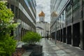 Facade sculpture detail buildings and cityscape in moscow city