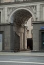 Facade sculpture detail buildings and cityscape in moscow city