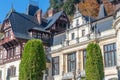 Facade of the second floor of Peles Castle in Romania Royalty Free Stock Photo