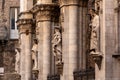 Facade of the medieval Logia della Mercanzia with statues in Siena