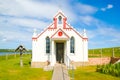 Facade of a small rural church in the countryside - The italian chapel, UK