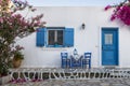 Facade of a small traditional house in Antiparos island Royalty Free Stock Photo