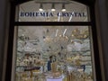 Facade of a Souvenir shop in Prague selling Bohemia Crystal.