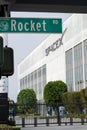 Facade of the SpaceX headquarters facility in Hawthorne, California