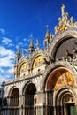 Facade of St Mark`s Basilica on Piazza San Marco in Venice, Ital Royalty Free Stock Photo