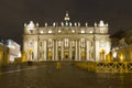 Facade of St. Peter by night. Vatican city. Royalty Free Stock Photo