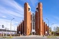 Facade of St. Thomas Apostle church - kosciol sw. Tomasza Apostola - at ul. Dereniowa street in Usrynow district of Warsaw,