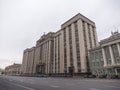 Facade of the State Duma, Parliament building of Russian Federation, landmark in central Moscow