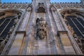Facade, statues and decorative elements on the roof of the Duomo in Milan