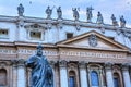 Facade Status Saint Peter`s Basilica Keys Statue Vatican Rome Italy Royalty Free Stock Photo