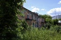 Facade of a stone barrack in Balashikha, Russia.