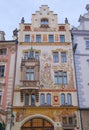 Facade of Storch House in Prague, Czech Republic