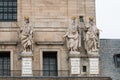 Facade with three statues of the Basilica, San Lorenzo de El Escorial, Spain Royalty Free Stock Photo