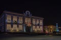 Facade of the tonw hall decorations and christmas light from the village of Vila Nova de Cerveira
