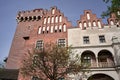 facade and tower red brick reconstructed historic royal castle in Poznan