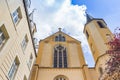 Facade and tower of the St. Alphonse church in Luxembourg