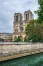 Facade and towers of the Notre Dame Cathedral in Paris