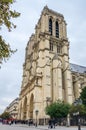 Facade and towers of the Notre Dame Cathedral in Paris