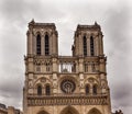 Facade Towers Overcast Notre Dame Cathedral Paris France Royalty Free Stock Photo