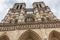 Facade Towers Overcast Notre Dame Cathedral Paris France Royalty Free Stock Photo