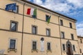 The facade of the town hall of Capodimonte, Viterbo, Italy