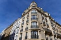 The facade of traditional French house with typical balconies and windows. Paris Royalty Free Stock Photo