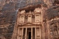 Facade of the Treasury of Petra, Jordan Royalty Free Stock Photo