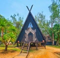 The facade of the Triangle House, Baan Dam Black House, on May 11 in Chiang Rai, Thailand