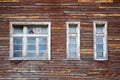 Facade of a tumbledown wooden house