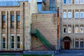 Facade of the two-storey white brick building Royalty Free Stock Photo