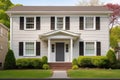 facade of a two-story colonial house with symmetrical windows Royalty Free Stock Photo