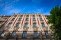 Facade of a typical art-nouveau residential building, also called jugendstils riga, in the art nouveau district of the latvian Royalty Free Stock Photo